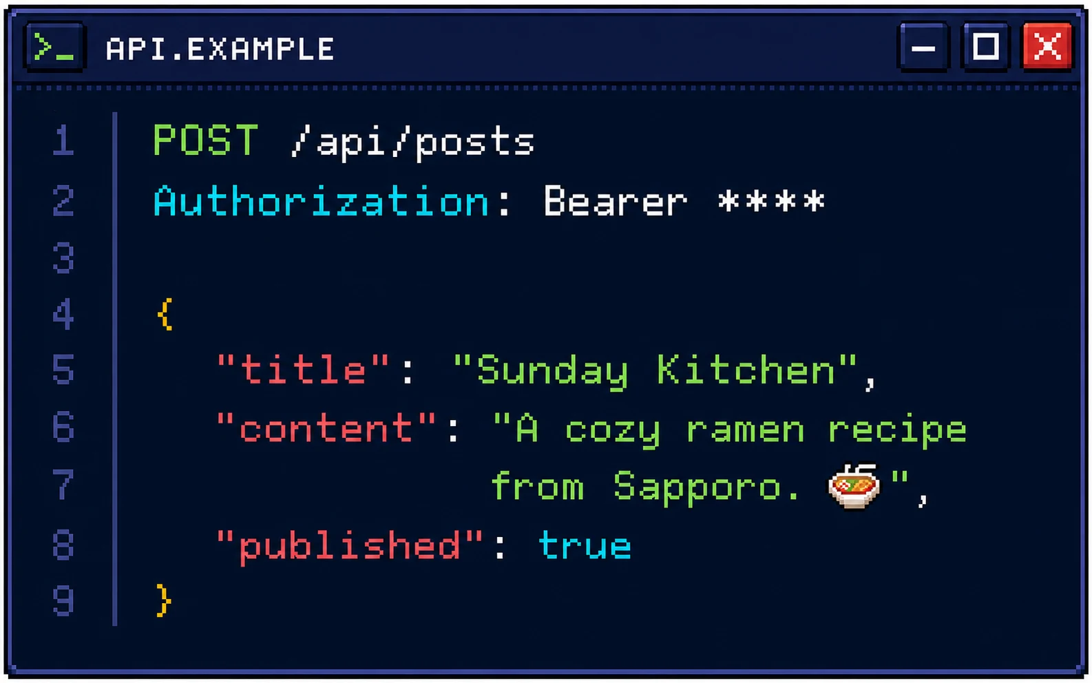 An API. Read posts, write posts, automate.